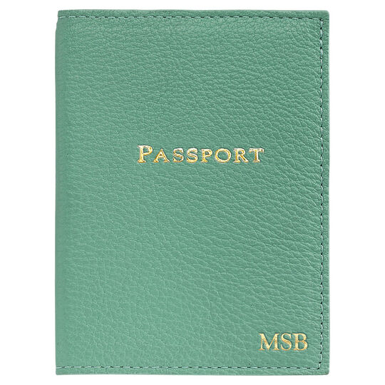 Personalized Robin's Egg Leather Passport Cover